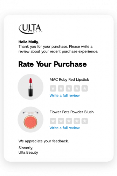 ratings+reviews_collection_email Ulta Post Purchase Email